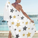 hand drawn gold black star pattern Beach Towel