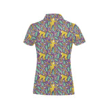 Cute yellow monkey leaves pattern Women's All Over Print Polo Shirt