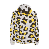 Gray Leopard print pattern Men's Padded Hooded Jacket
