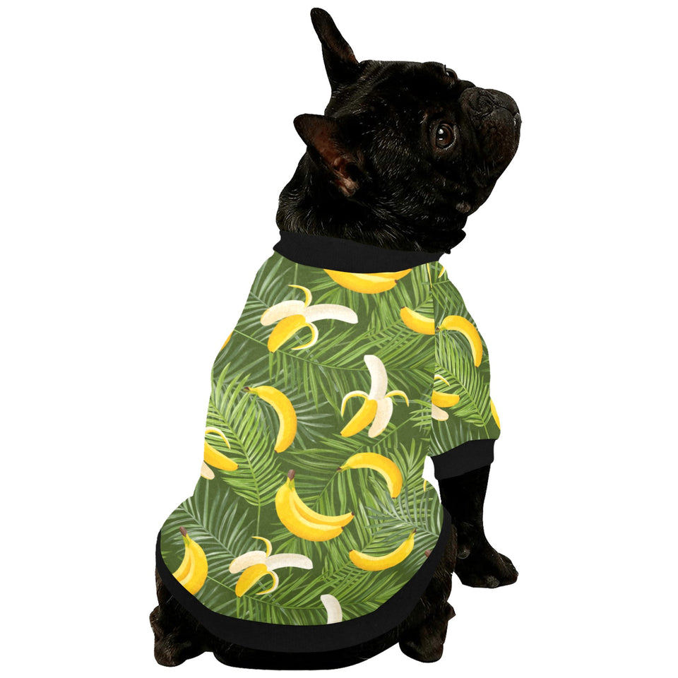 Banana Palm Leaves pattern All Over Print Pet Dog Round Neck Fuzzy Shirt