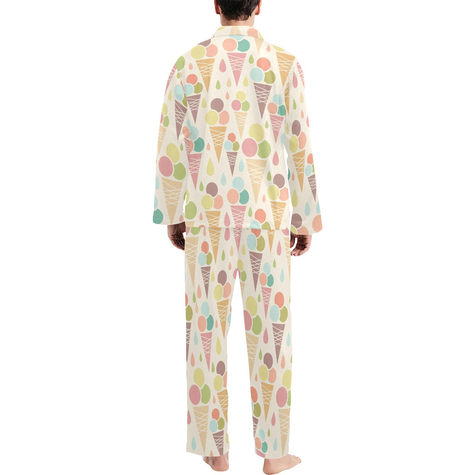 Ice cream cone pattern Men's Long Pajama Set