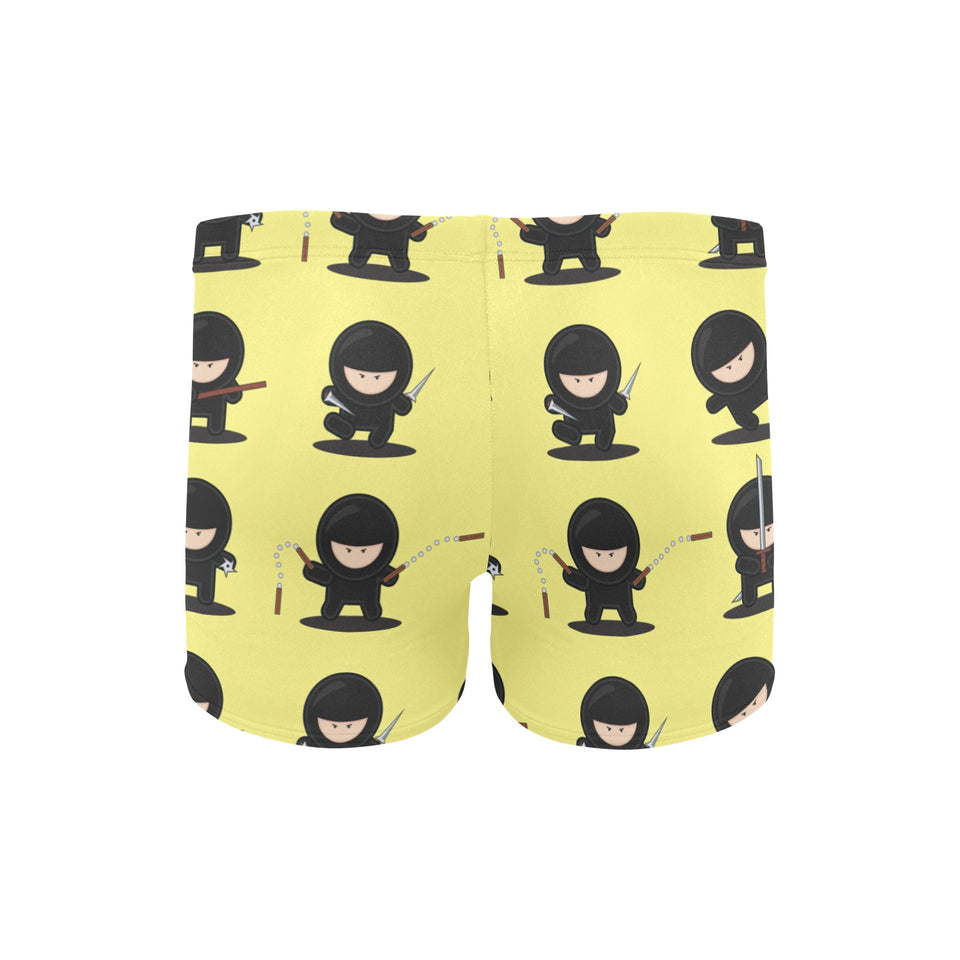 Cute ninja yellow background Men's Swimming Trunks