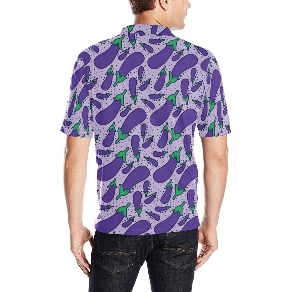 Eggplant Pattern Print Design 03 Men's All Over Print Polo Shirt