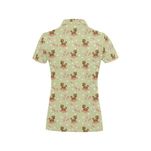 Yorkshire Terrier Pattern Print Design 01 Women's All Over Print Polo Shirt