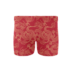 Gold dragons red background Men's Swimming Trunks