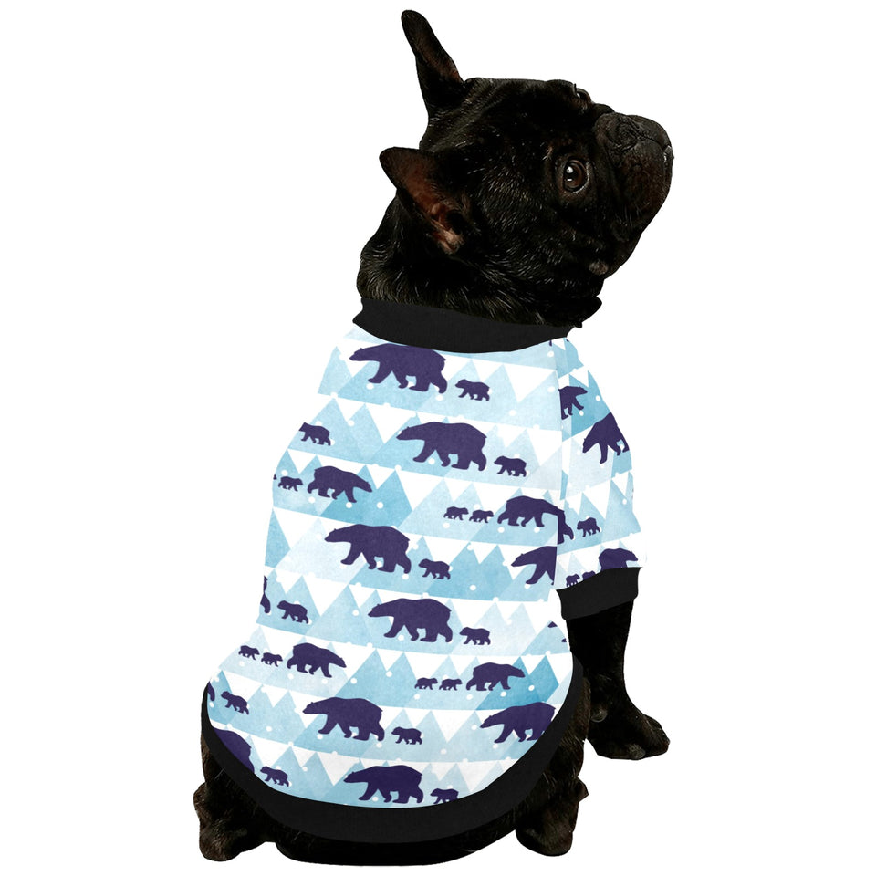polar bear winter snow pattern All Over Print Pet Dog Round Neck Fuzzy Shirt