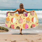 cake cupcake heart cherry pattern Beach Towel