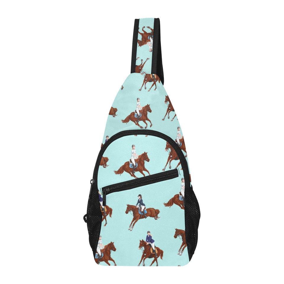 Horses running horses rider pattern All Over Print Chest Bag