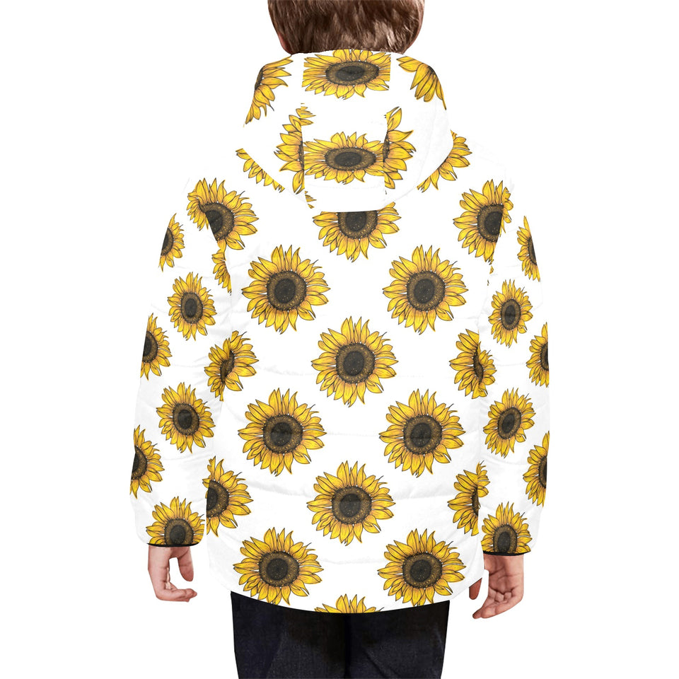 sunflowers design pattern Kids' Boys' Girls' Padded Hooded Jacket