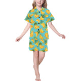Banana Palm Leaves pattern background Kids' Boys' Girls' V-Neck Short Pajama Set