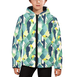 Toucan tropical leaves design pattern Kids' Boys' Girls' Padded Hooded Jacket