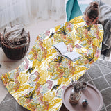 Cool Bee honeycomb leaves pattern Blanket Robe with Sleeves