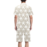 Scallop shell pattern Men's V-Neck Short Pajama Set
