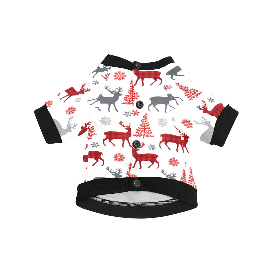 Deer tree snowflakes chrismas pattern All Over Print Pet Dog Round Neck Fuzzy Shirt