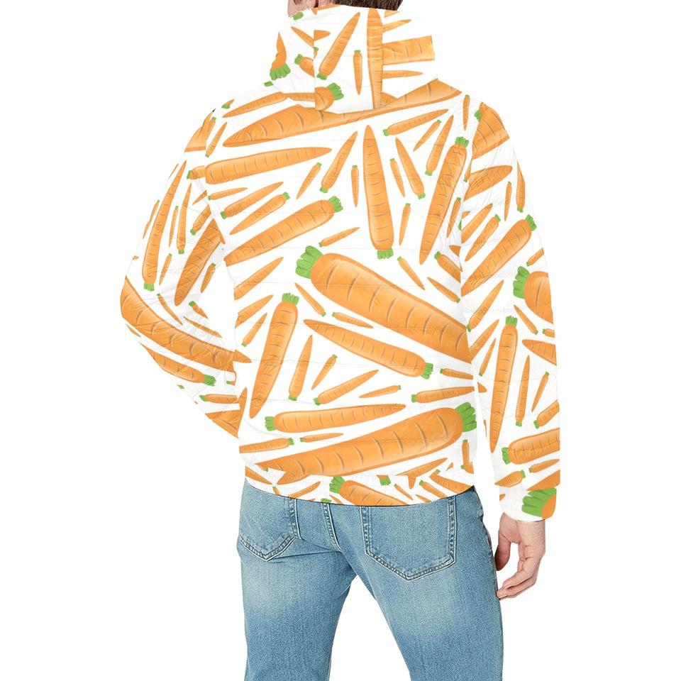 Carrot Pattern Print Design 02 Men's Padded Hooded Jacket