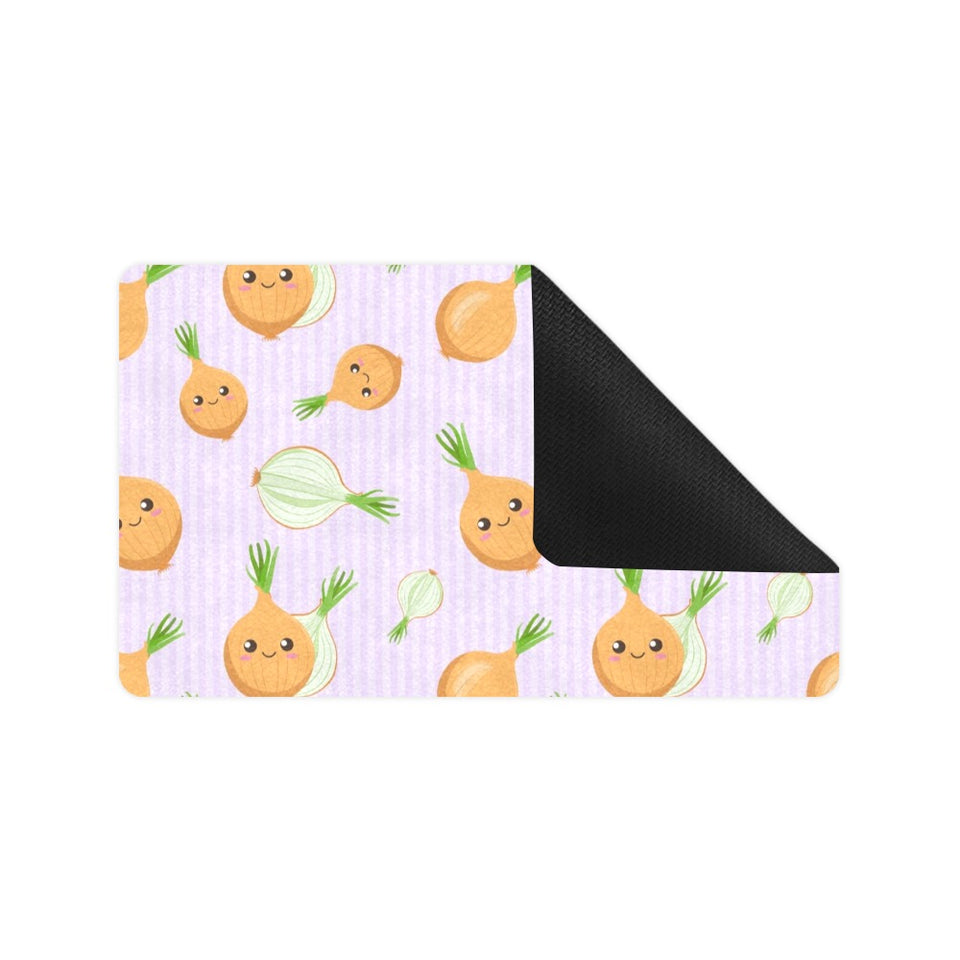 cute onions smiling faces purple background Doormat