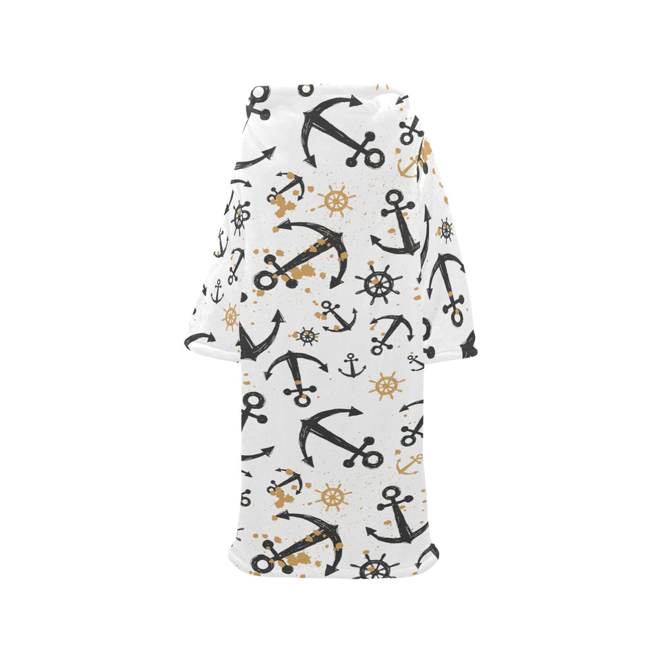 Anchors Rudders pattern Blanket Robe with Sleeves