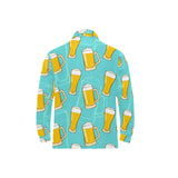 Beer pattern green background Men's Long Sleeve Polo Shirt
