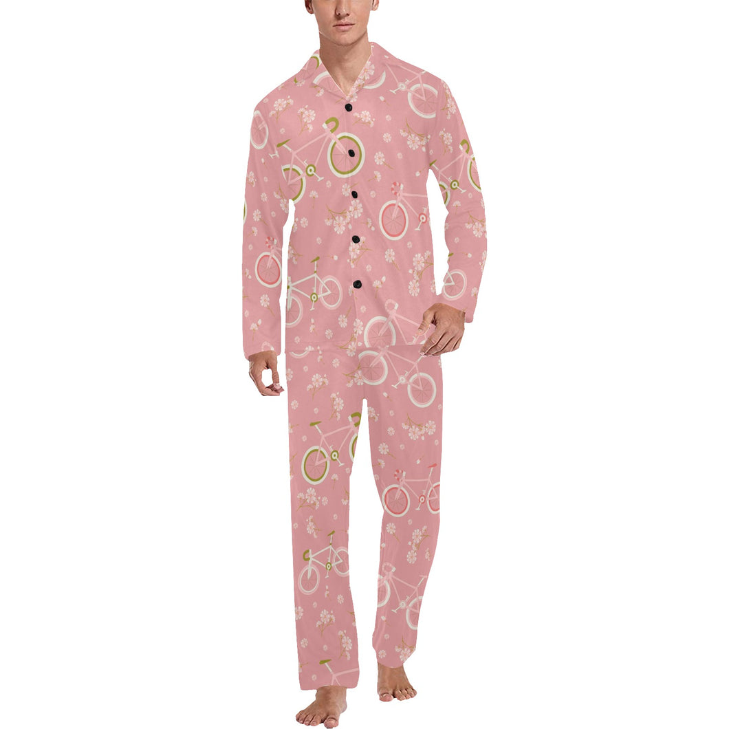 Bicycle Pattern Print Design 02 Men's Long Pajama Set