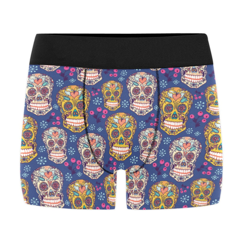 Sugar skull flower pattern Men's All Over Print Boxer Briefs Men's Underwear