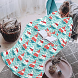 Red White sailboat wave background Blanket Robe with Sleeves