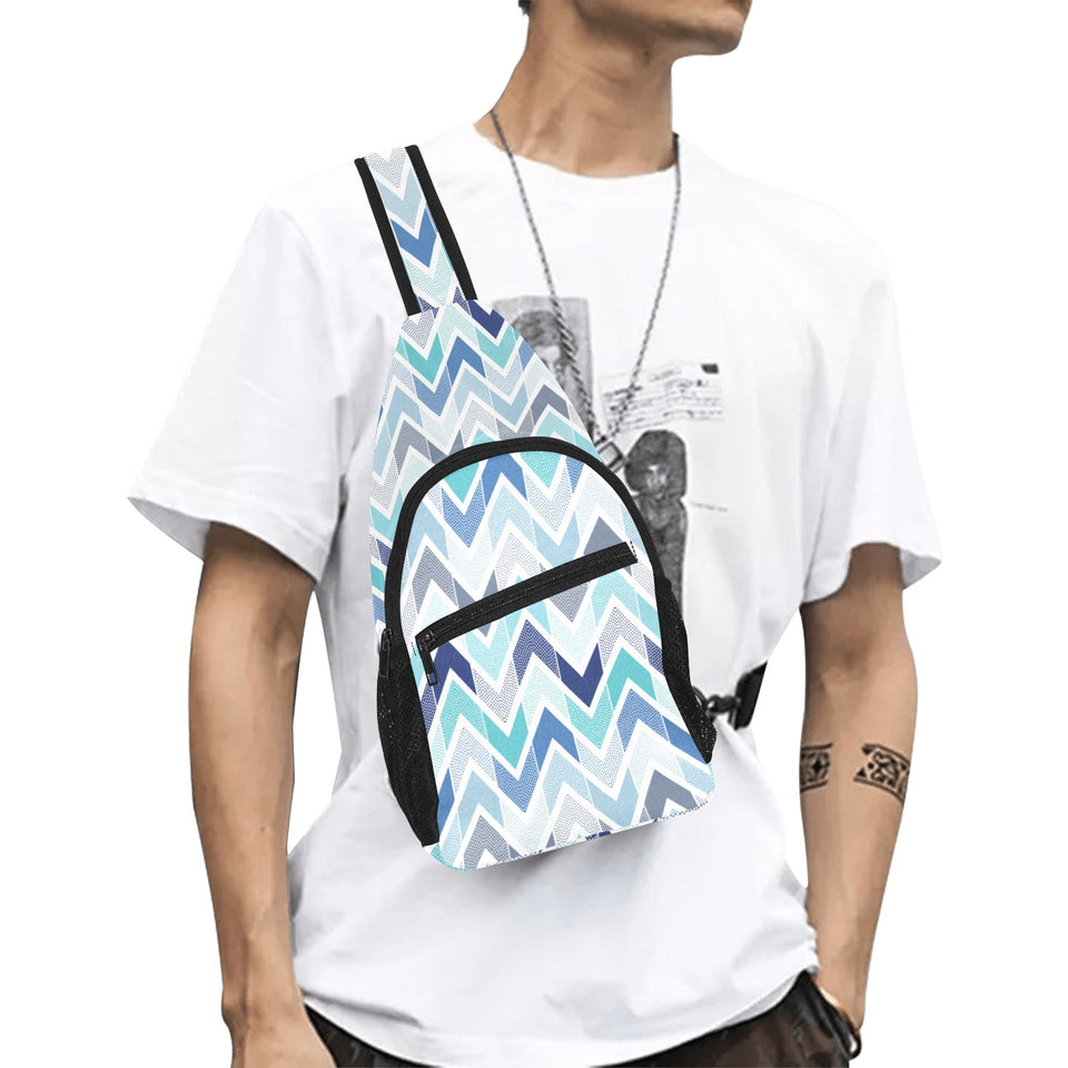 zigzag chevron blue pattern All Over Print Chest Bag