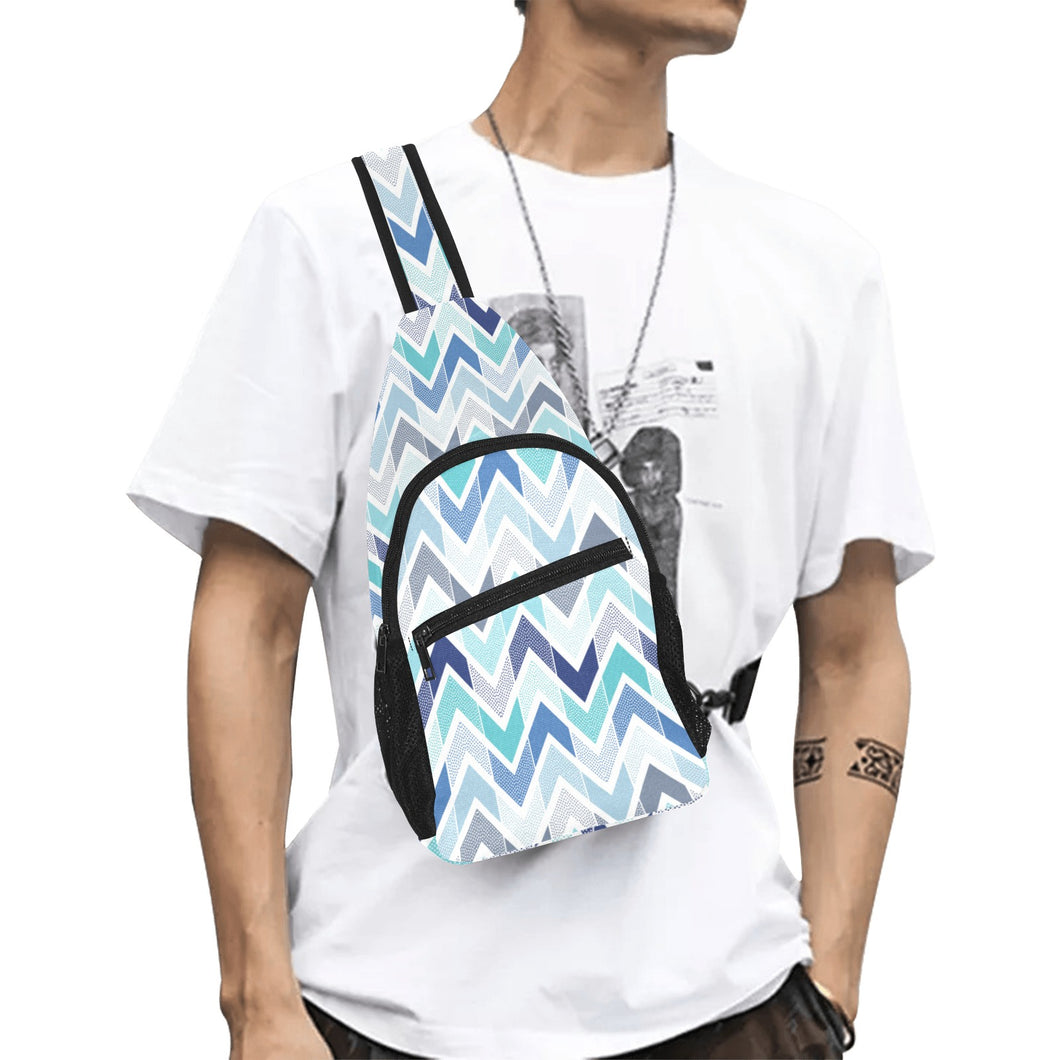 zigzag chevron blue pattern All Over Print Chest Bag