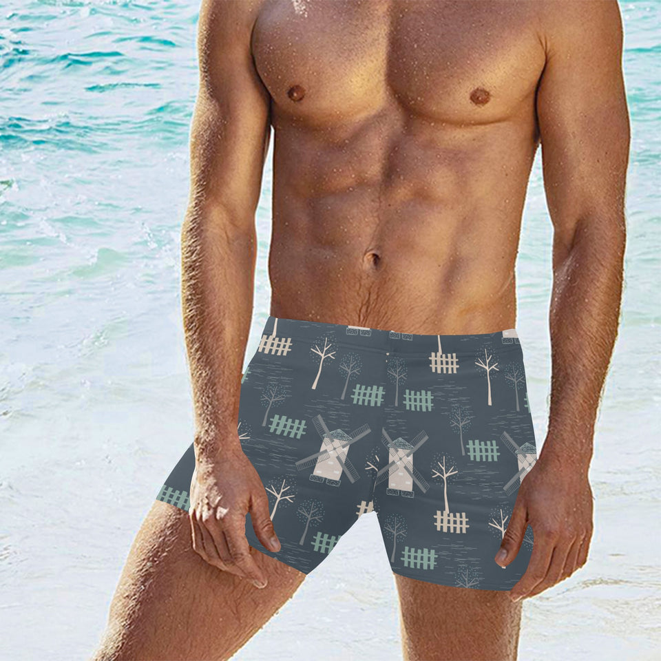 windmill tree pattern Men's Swimming Trunks