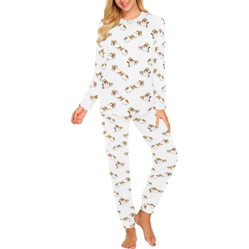 Jack Russel Pattern Print Design 04 Women's All Over Print Pajama Set
