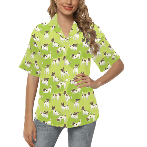 Jack Russel Pattern Print Design 01 Women's All Over Print Hawaiian Shirt