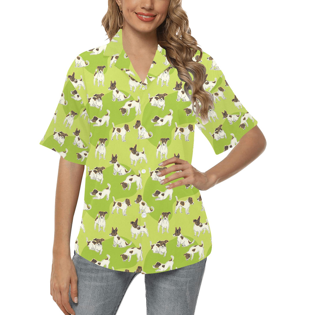 Jack Russel Pattern Print Design 01 Women's All Over Print Hawaiian Shirt