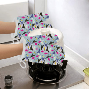 Stingray Pattern Print Design 01 Heat Resistant Oven Mitts