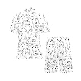 Music Notes Pattern Print Design 04 Men's V-Neck Short Pajama Set