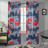 Koi Fish Carp Fishs hand drawn japanese art Gauze Curtain
