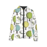 Hot Air Balloon Bird Cloud Pattern Women's Padded Hooded Jacket
