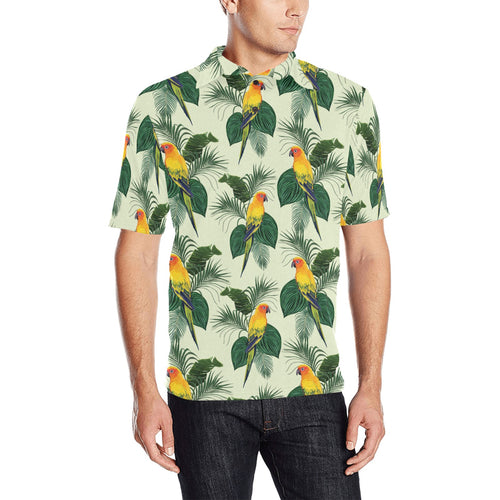 Beautiful parrot palm leaves pattern Men's All Over Print Polo Shirt