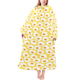 Fried Eggs Pattern Print Design 05 Blanket Robe with Sleeves