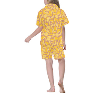 Potato Chips Pattern Print Design 01 Kids' Boys' Girls' V-Neck Short Pajama Set