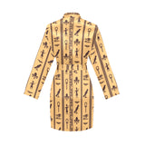 Egypt Hieroglyphics Pattern Print Design 02 Women's Long Sleeve Belted Night Robe