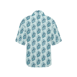 Swordfish Pattern Print Design 05 Women's All Over Print Hawaiian Shirt