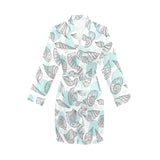 Shell polynesian tribal Women's Long Sleeve Belted Night Robe