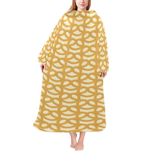 Pretzels Pattern Print Design 01 Blanket Robe with Sleeves