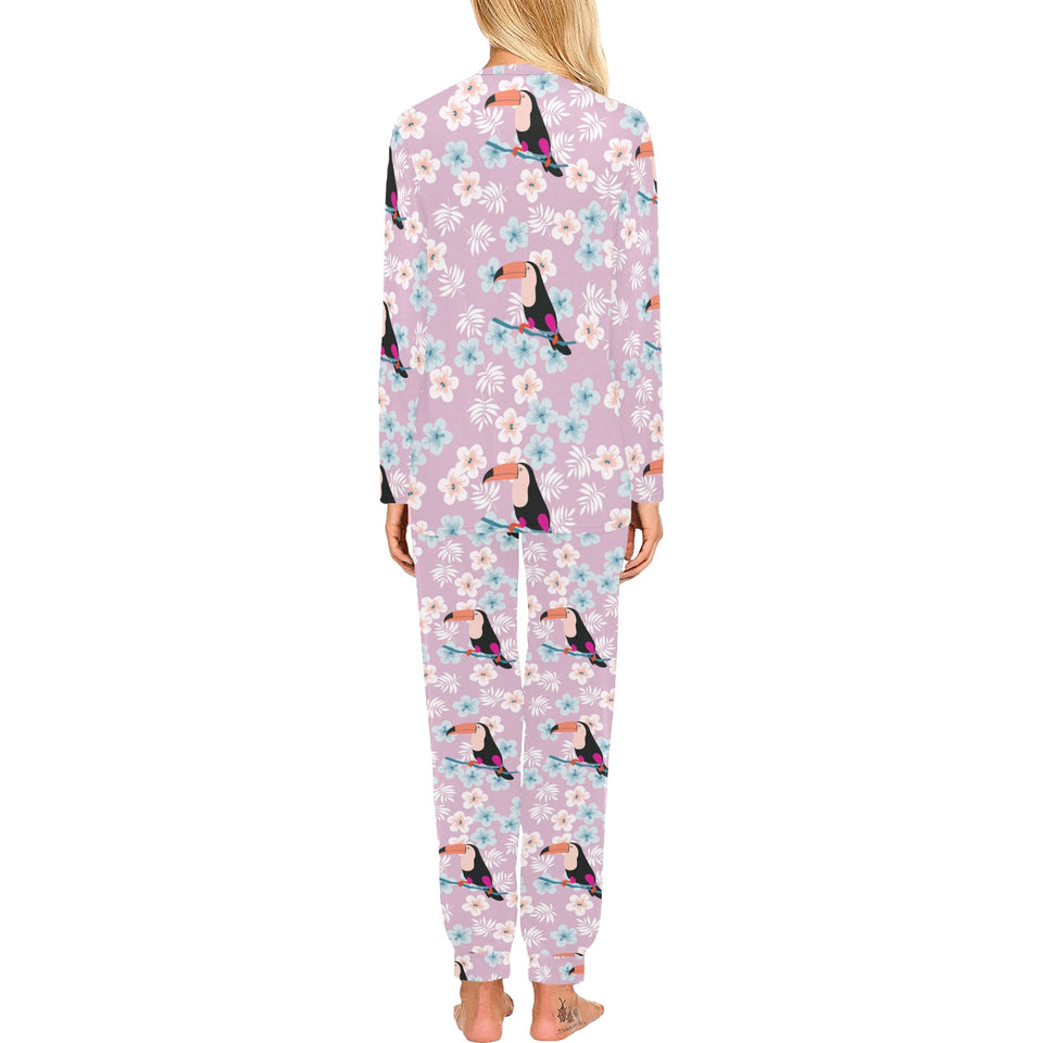 Beautiful toucan flower leaves Women's All Over Print Pajama Set