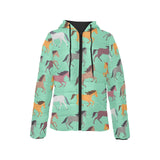 Colorful horses pattern Women's Padded Hooded Jacket
