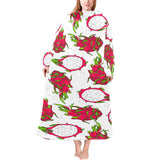 dragon fruits white background Blanket Robe with Sleeves