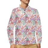 Coral Reef Pattern Print Design 03 Men's Long Sleeve Polo Shirt