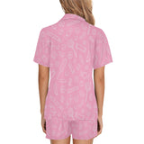 Sweet candy pink background Women's V-Neck Short Pajama Set