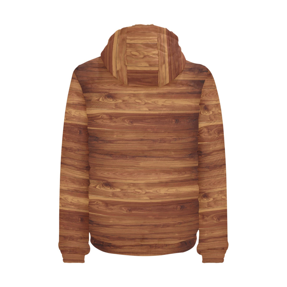 Wood Printed Pattern Print Design 04 Men's Padded Hooded Jacket