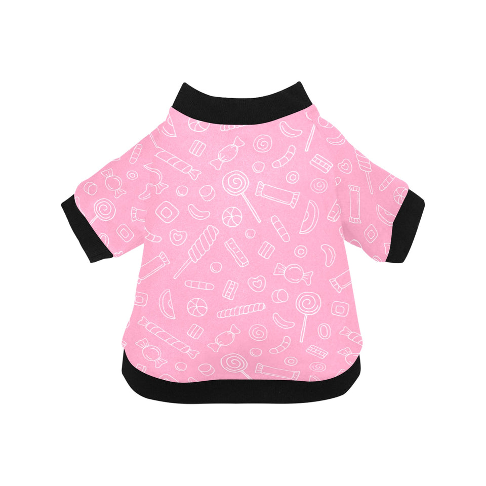 Sweet candy pink background All Over Print Pet Dog Round Neck Fuzzy Shirt