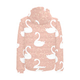 Swan flower light pink background Men's Padded Hooded Jacket